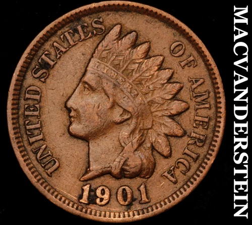 1901 Indian Head Cent - Scarce  Extra Fine  Better Date  No Reserve  #i1705