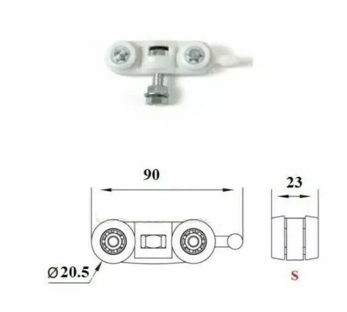 KIT CARRELLI PER PORTE SCORREVOLI SCRIGNO UNIVERSALE PORTATA KG 80 - Imagen 2 de 4