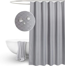 Grey Waffle Shower Curtains Extra Long 180 X 210Cm Drop, Mildew Resistant Water