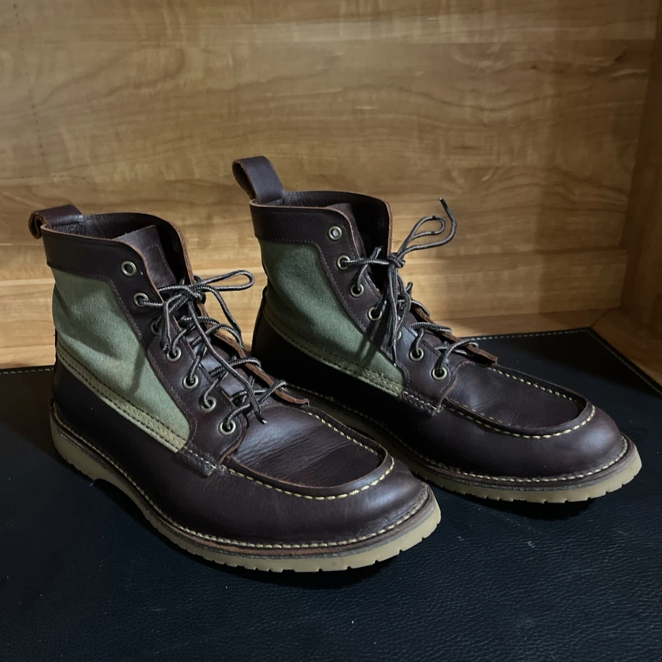 Lona Red Wing Weekender sin usar, en caja 3336 Briar mancha al óleo con lona de oliva talla 9,5 Foto 3 de 4