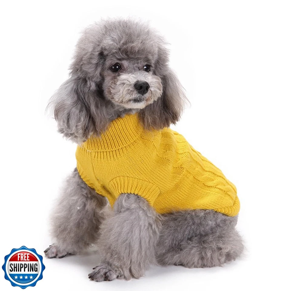 Small Dog Sweaters Knitted Pet Cat Warm Dog Sweatshirt Winter Clothes Kitten Foto 4 de 4