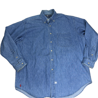 【貴重サイズ】90s Ralph Lauren デニム シャツ 赤ポニー S Vintage Ralph Lauren Polo Big Shirt Denim Red Pony Mens Large | eBay