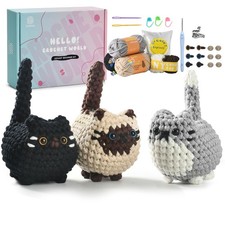 Crochet Kit for Beginners, Crochet Cat Beginner Crochet Kit for Adults, Amigu...