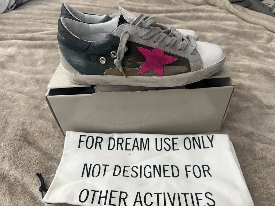 Size 39- Golden Goose Superstar Black/Camouflage/Fuchsia - Image 4 of 4