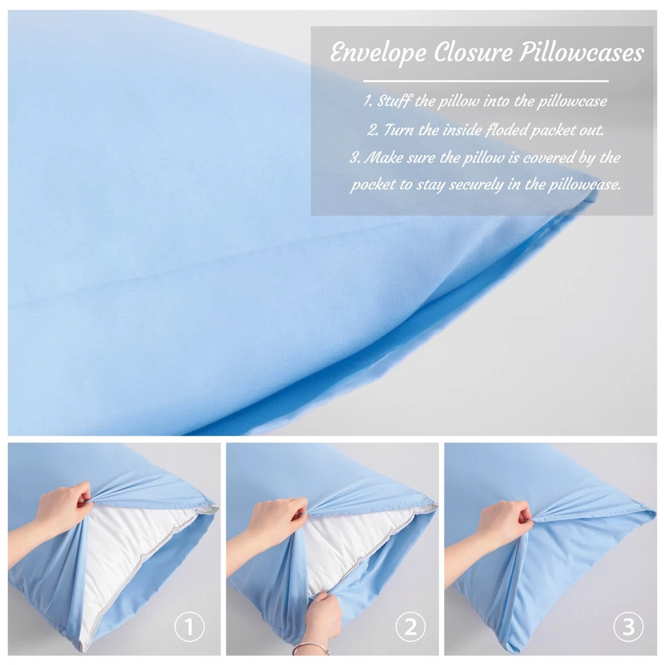 Juego de 2 fundas de almohada de microfibra suaves y duraderas, todos los colores y tamaños Foto 4 de 4