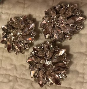 Sparkling Rhinestone buttons; domed, shank-type, Pink And Silver  Lot Of 3