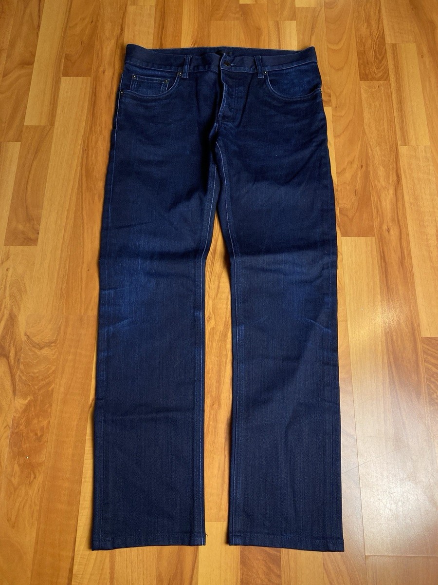 Prada Black Tab Logo Tapered Mazarine Dark Blue Waxed Style Moto