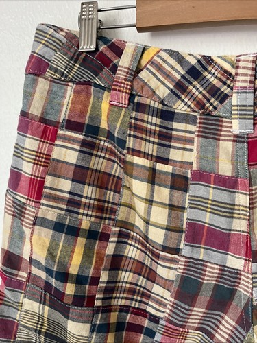 Y2k No Boundaries madras plaid womens low rise knee bermuda shorts JR 13 preppy - Picture 4 of 4