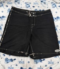 Vintage Billabong black board shorts with grey stitching and logo size 36