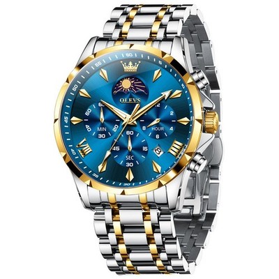 OLEVS Japan Movement Leisure Classics Three Eye Dial Men Quartz Wristwatch 3653