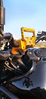 Handlebar Riser with Mobile Mount Combo (Gold) for Royal Enfield Himalayan 450