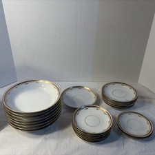 Limoges B & Co. France Greek Style Demitasse Saucers And Cereal Bowls Lot of 22