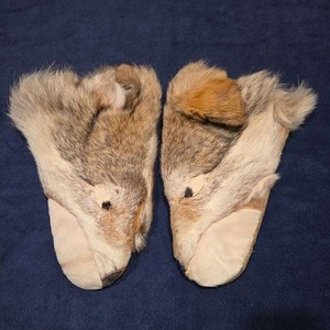 ALASKA NATIVE FUR LEATHER MITTENS Coyote Vintage Eskimo Inuit Large 