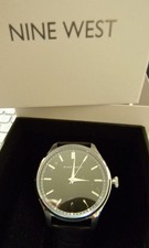 Nine West Men's Jasper Watch Black Leather Band Water Resist 