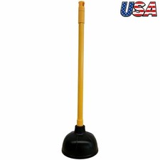 Toilet Plunger Long Handle Flexible Rubber Bowl Efficient Drain Unclogger Home
