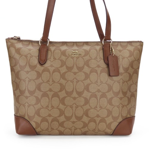 Bolso de Mano USADO COACH F29208 Signature PVC/cuero beige moca hombro