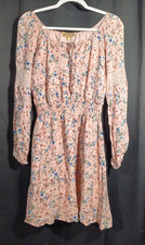 Princess Vera Wang Pink Floral Boho Peasant Long Sleeve Midi Dress Women’s M