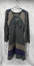 Maeve Dress Sz 6 Long Sleeve Boho V Neckline Asymmetrical Geometric Pockets Fall
