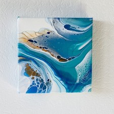 Fluid Painting Gemälde auf Leinwand 20x20, handgemaltes Unikat, Acryl Pouring