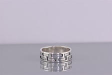 Sterling Silber 7 mm geschnitzter Tetris Ziegel Block Bandring 925 Gr: 9