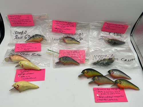 Leurres de pêche vintage par Crankbait, Bagley's et Unmarked - Lot de 8