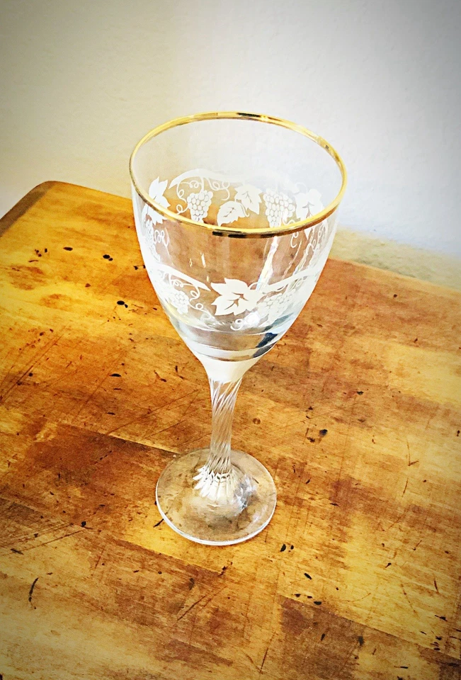 "Juego de 6 copas de vino Noritake cristal homenaje dorado borde dorado vid 7,5""" Foto 4 de 4