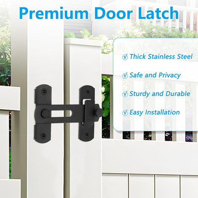 2 Pack Black Barn Door Lock, Premium 4-Inch Sliding Barn Door Latch with Easy...