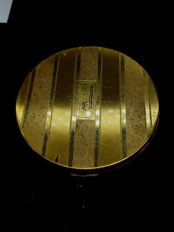 Vintage Striped Monogrammed J Compact