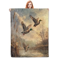 Mallard Ducks Fleece Blanket Gifts for Nature Lovers, Realistic Wildlife Art ...