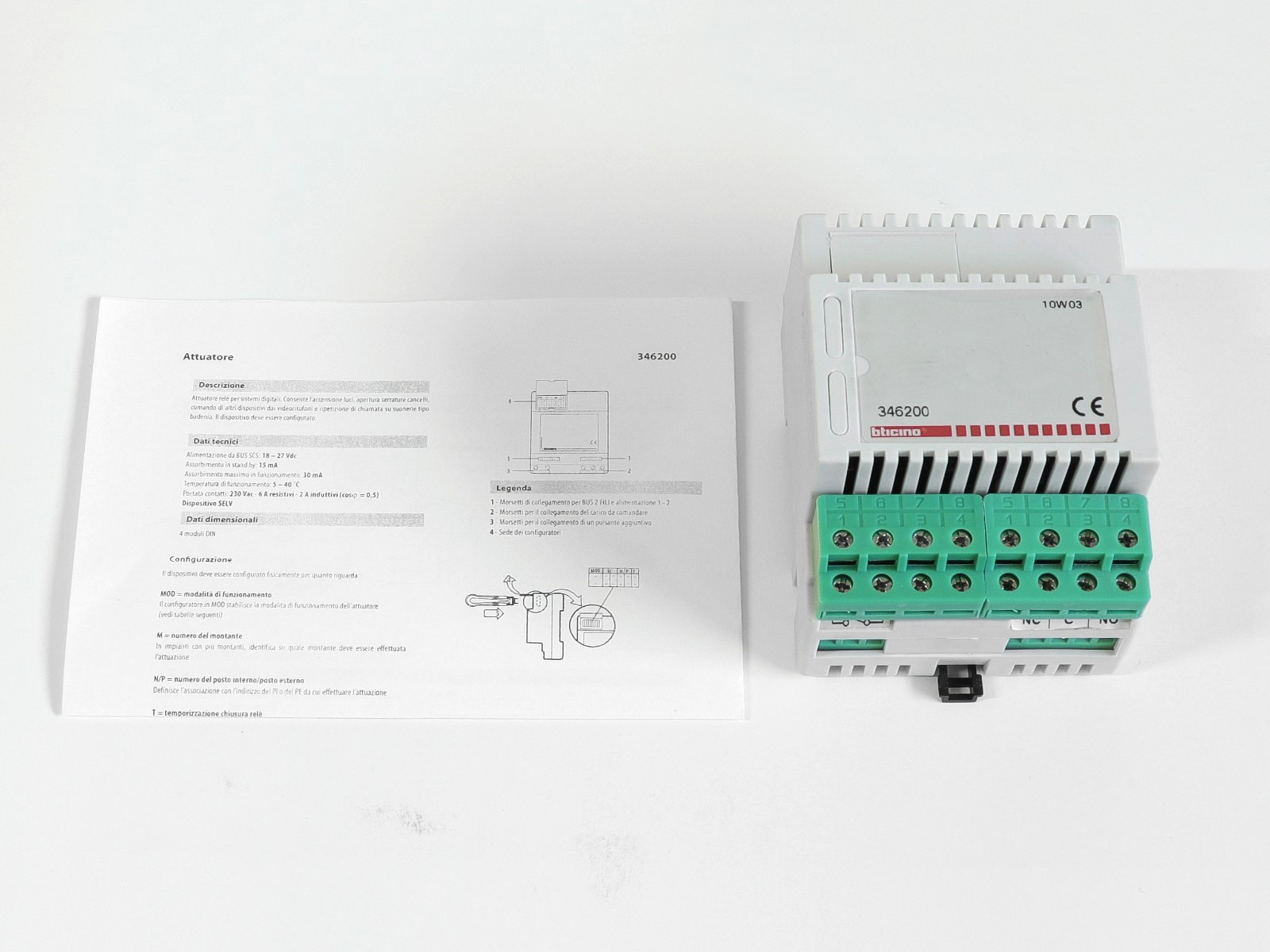 Attuatore relè BTICINO 346200 per impianti 2 fili bus