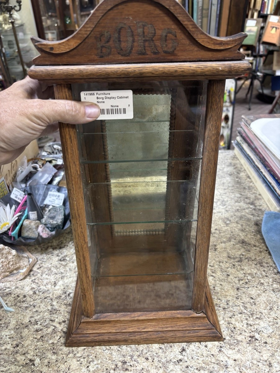 Antique Countertop Display Case BORG Glass shelf 18th C, cabinet