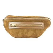 Borsa Tom Ford cintura vita corpo zip camoscio marrone oro ferramenta USATA buone condizioni