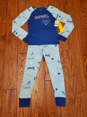 Diesel Kids' Blue Diamond Pajama Set - Light Blue & Royal Blue