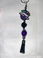 Purple Crochet Beaded Tassel Detachable Key C...