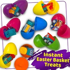 8 Pack Prefilled Easter Eggs with Toys - Mini Pull Back Car Set Party Favors