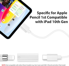 Pencil Charger Adapter for Apple Pencil 1St Generation, USB C to for Lightnin...