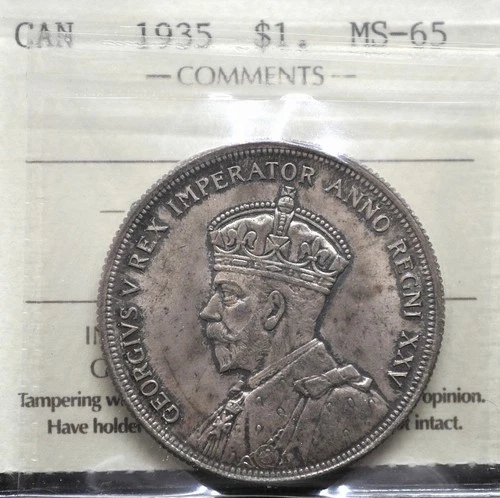1935 Canada Silver Dollar - ICCS graded MS-65