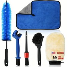 Set of 6 Motorcycle Cleaning Brush Kit, Motorcycle Detailing Wash Kit, Include