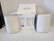 NETGEAR Orbi RBR50v2 Router and RBS50v2 Satellite Tri-Band Mesh WiFi w/ Adapters