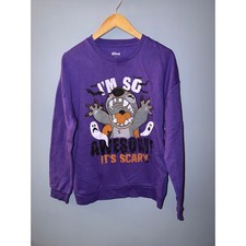 Disney Stitch Kids Purple Halloween Sweatshirt Im So Awesome Its Scary XXL 18