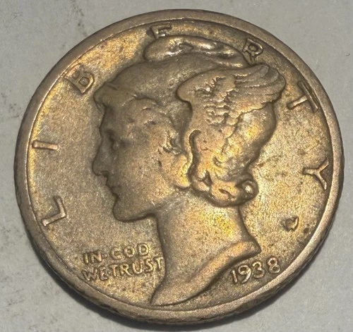 1938 S Mercury Dime In Extra Fine Condition.