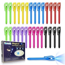EODVICS Invisible Ink Pens, 28 PCS Upgraded Spy Invisible Ink Pen with UV Lig...