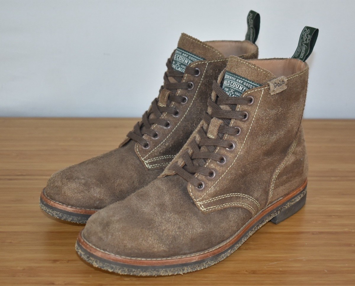 Polo Country Ralph Lauren Rough Out Suede Army Boots Size U.S. 8.5