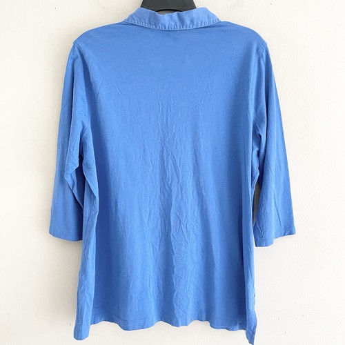 Ralph Lauren Knit Tunic Top Plus Size 2X Knit Blue Split Neck Collared Classic - Picture 4 of 8