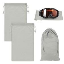2-Pack Ski Goggle Bag, 9.8" x 5.9" Microfiber Bag for Snow Goggles Gray