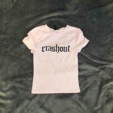 Windsor Crashout Graphic Baby Tee Light Pink Gothic Font Y2K Streetwear Small