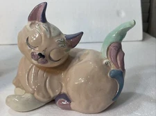 Sitting KAY FINCH 6" PINK Cat Figurine  MADE IN CALIFORNIA ceramic pottery
