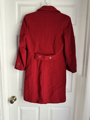 Larry Levine Design Size S Red Cashmere Lambs Wool Coat Vintage