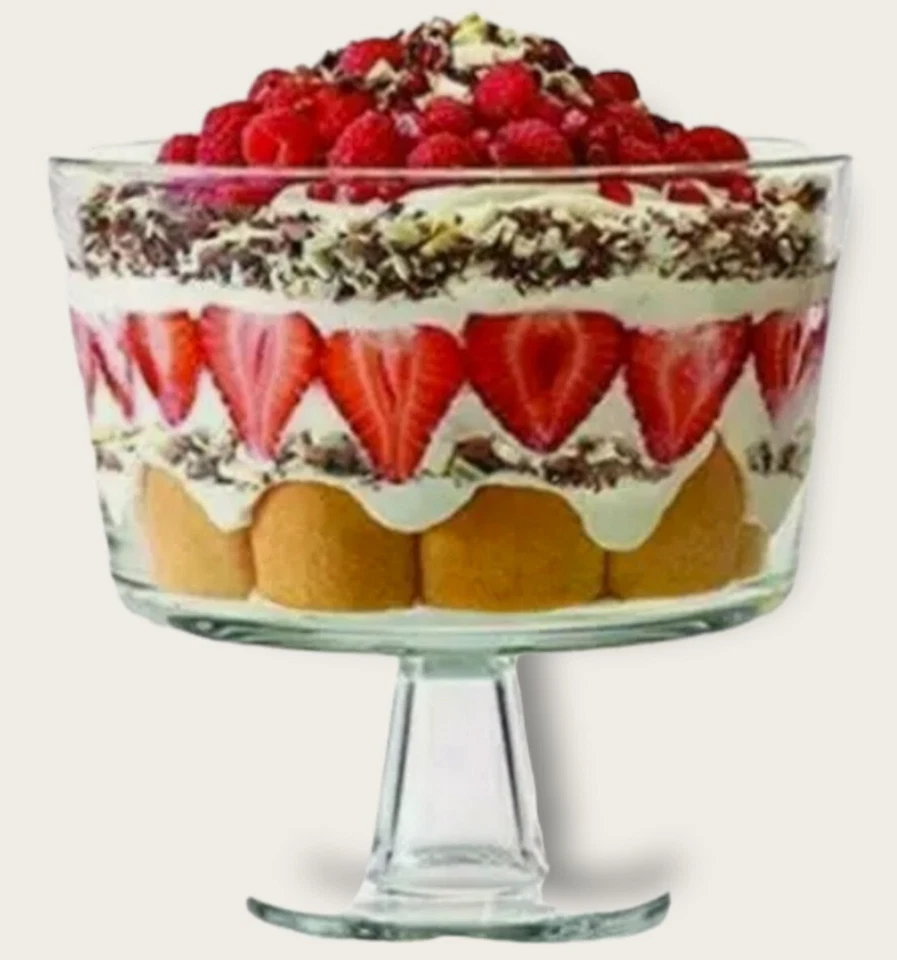 European Trifle Bowl with Pedestal Round Dessert Display Stand for Laying     - Image 3 of 4