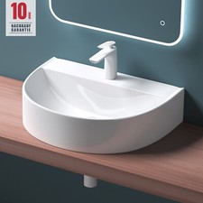 Waschbecken Keramik Aufsatzwaschbecken Wandmontage weiß Waschschale Waschtisch